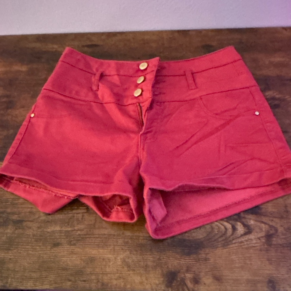 Women's Red High-Waisted Shorts